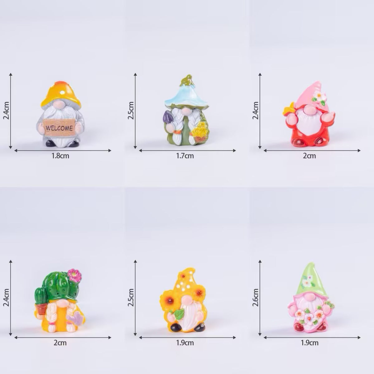 Cute Mini Gnome Figurines, Resin Dwarf Statue Set, Fairy Garden Tiny Gnomes Ornament, Home Desk Shelf Decor, Gift for Plant Lovers