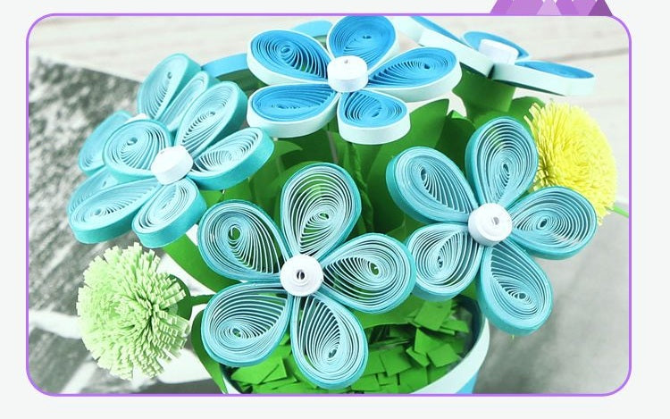 Adult Paper Quilling Flower Pot Craft Kit | DIY Handmade Mini Potted Flower Decor Set, Beginner Friendly Art Hobby Supplies