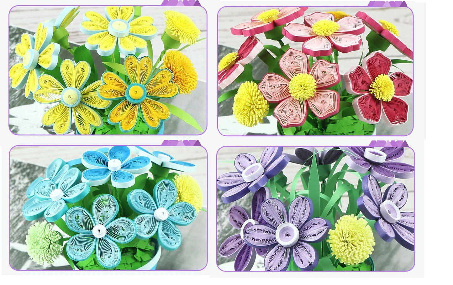 Adult Paper Quilling Flower Pot Craft Kit | DIY Handmade Mini Potted Flower Decor Set, Beginner Friendly Art Hobby Supplies