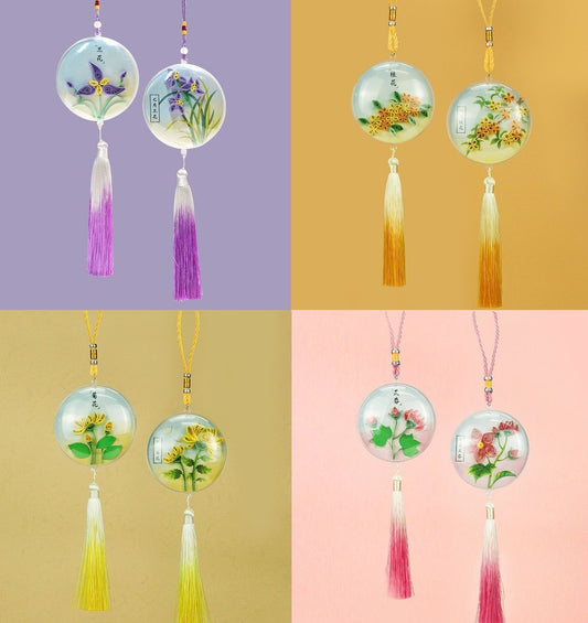 DIY Quilling Flower Car Ornament Kit | Chinese Traditional Paper Quilling Art Hanging Pendant for Auto Decor, Handmade Craft Gift Set
