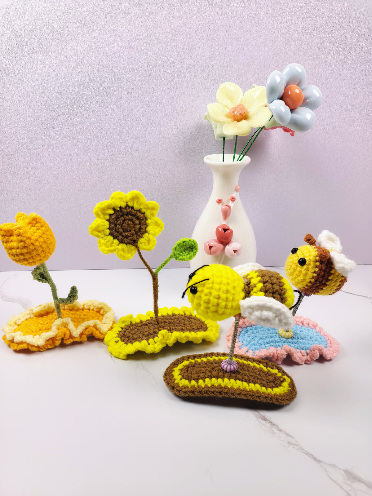 Handmade Cotton Crochet Cartoon Hair Accessories Cute Animal Fruit Flower Hair Clips Hair Ties for Girls