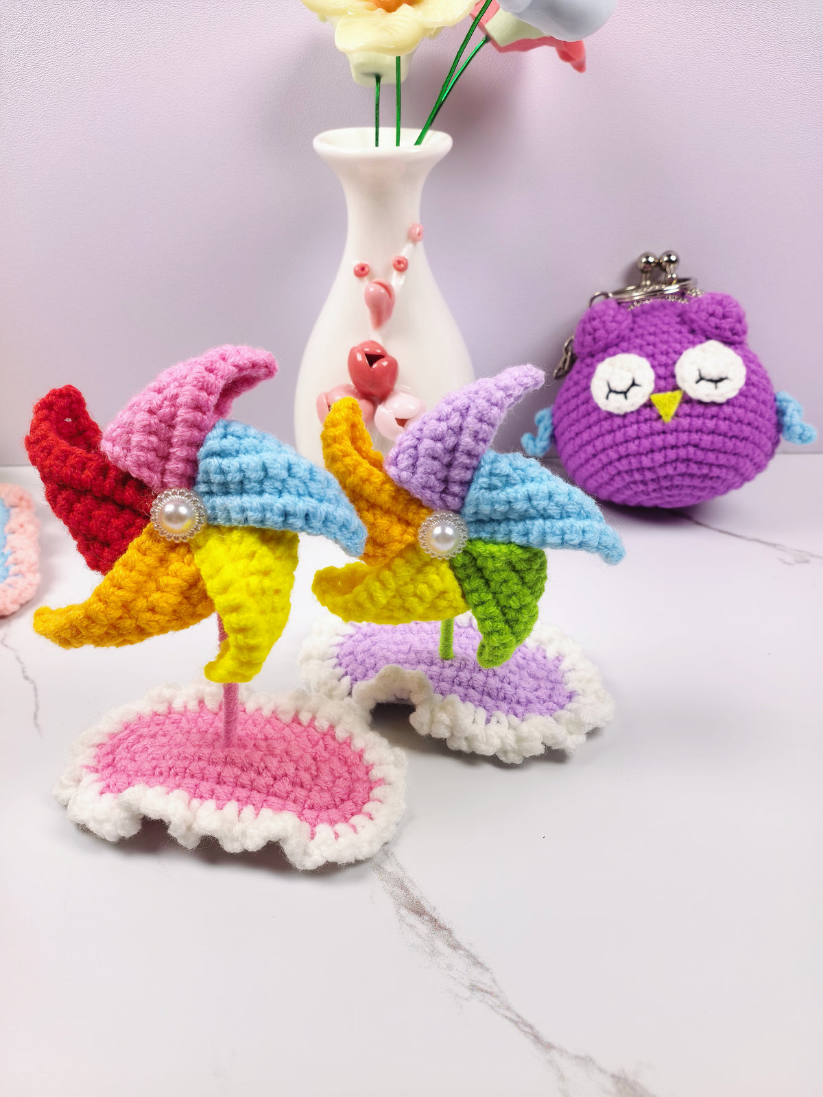 Handmade Cotton Crochet Cartoon Hair Accessories Cute Animal Fruit Flower Hair Clips Hair Ties for Girls
