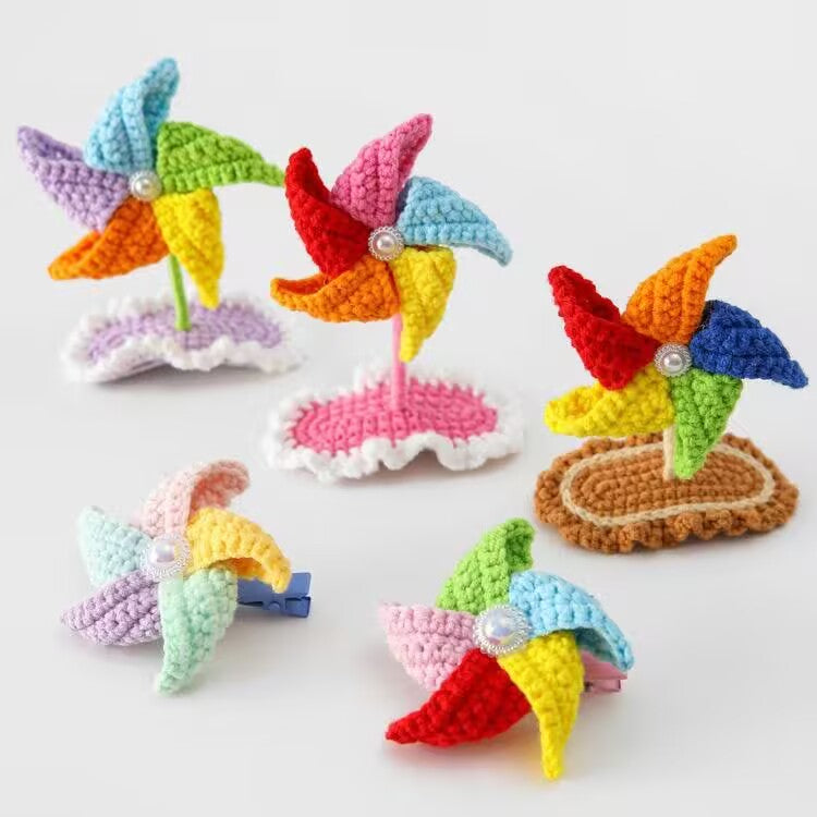 Handmade Cotton Crochet Cartoon Hair Accessories Cute Animal Fruit Flower Hair Clips Hair Ties for Girls