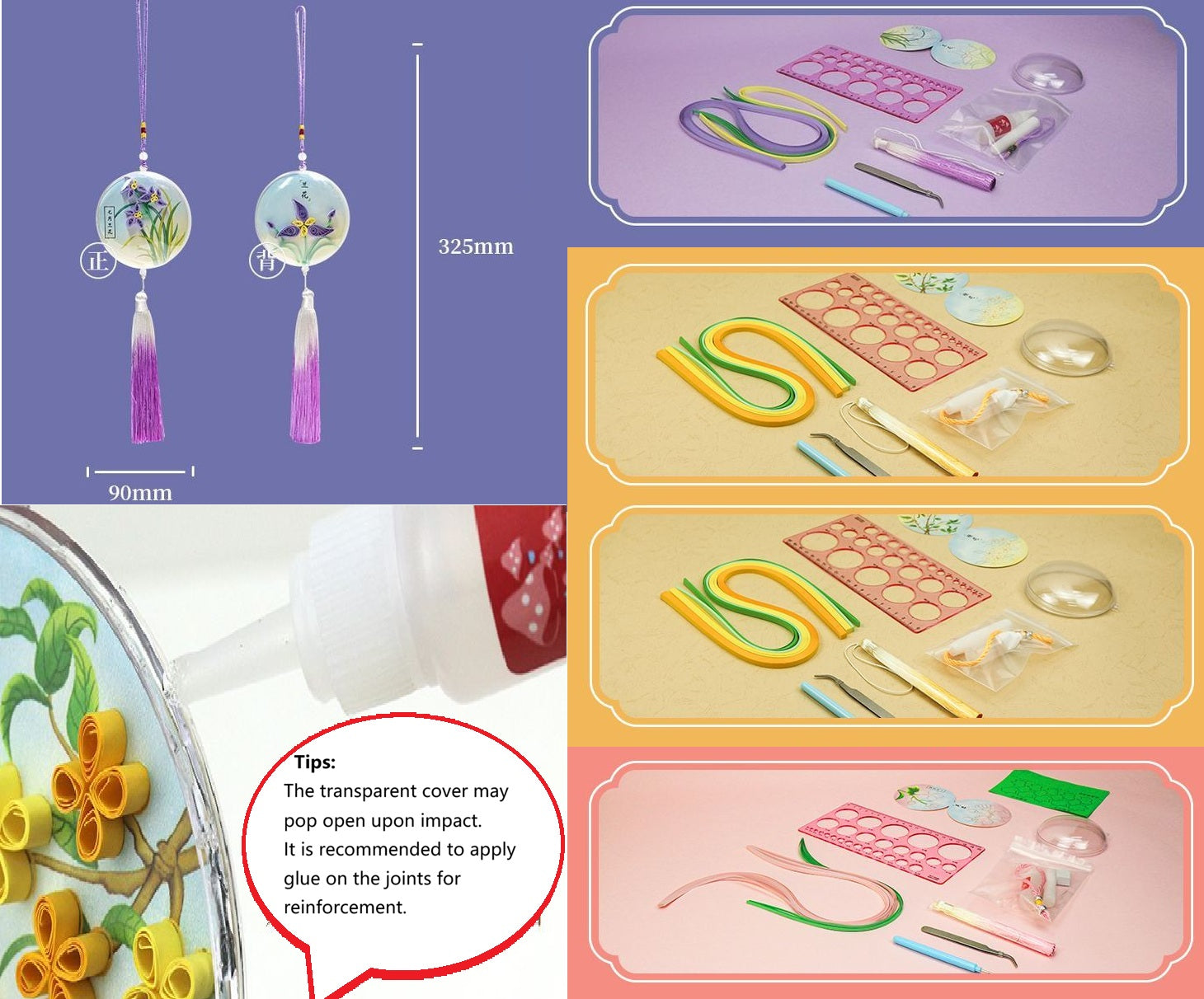 DIY Quilling Flower Car Ornament Kit | Chinese Traditional Paper Quilling Art Hanging Pendant for Auto Decor, Handmade Craft Gift Set