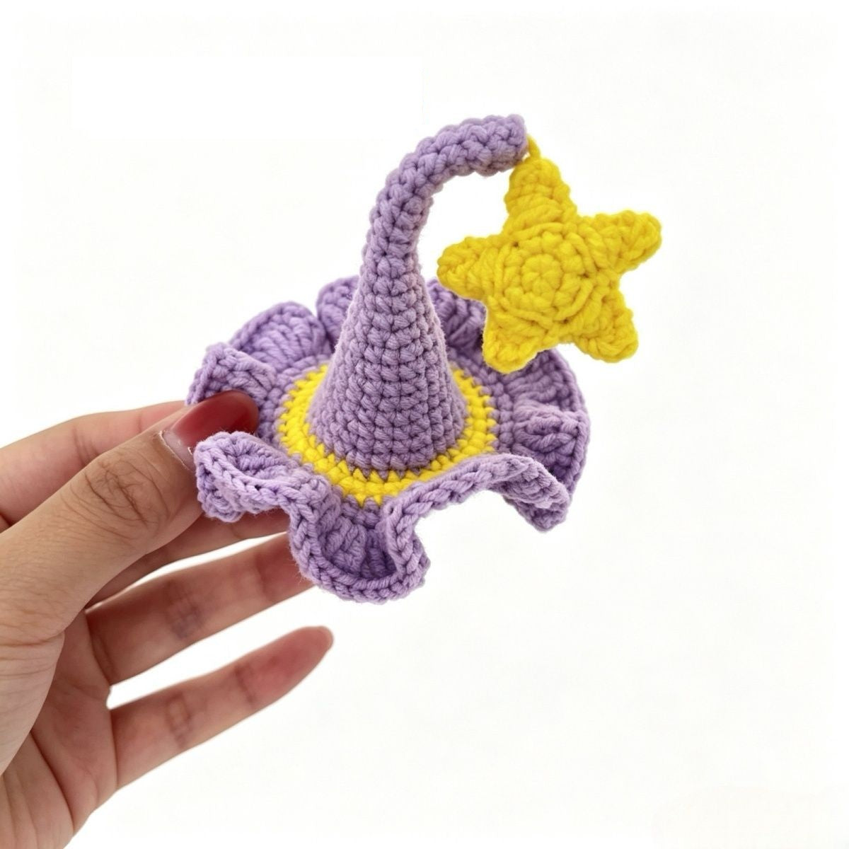 Handmade Crochet Wizard Hat Hair Clip, Cute Elf Hat Hair Barrette, Kawaii Amigurumi Hair Accessories for Girls