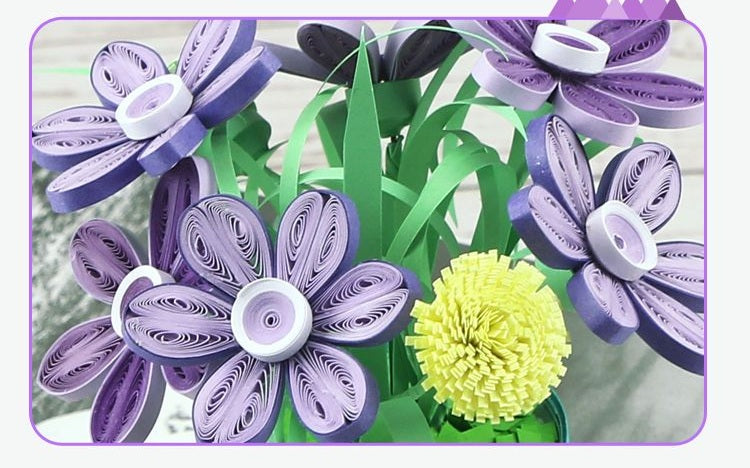 Adult Paper Quilling Flower Pot Craft Kit | DIY Handmade Mini Potted Flower Decor Set, Beginner Friendly Art Hobby Supplies