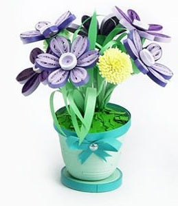 Adult Paper Quilling Flower Pot Craft Kit | DIY Handmade Mini Potted Flower Decor Set, Beginner Friendly Art Hobby Supplies