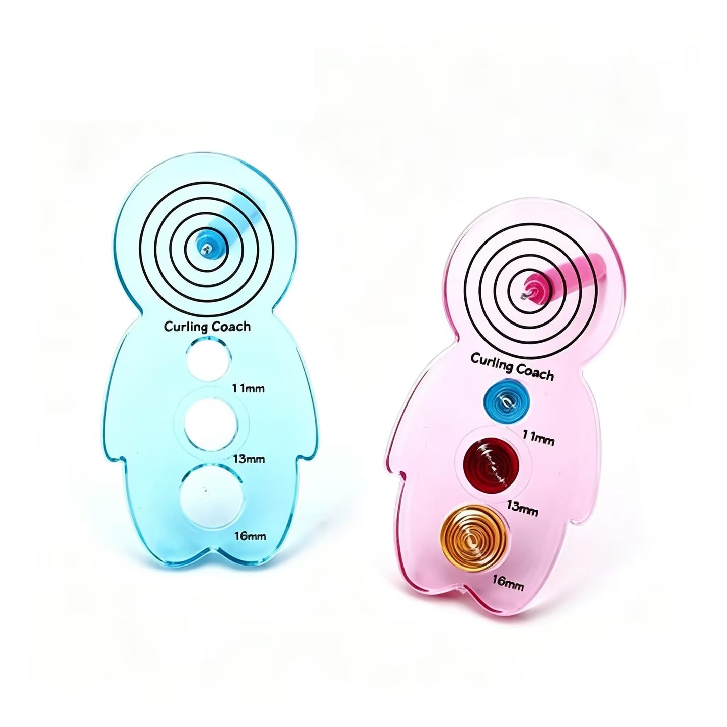 Quilling Curling Coach | Paper Quilling Rolling Template Tool, DIY Paper Craft Coil Sizer, Blue & Pink Optional