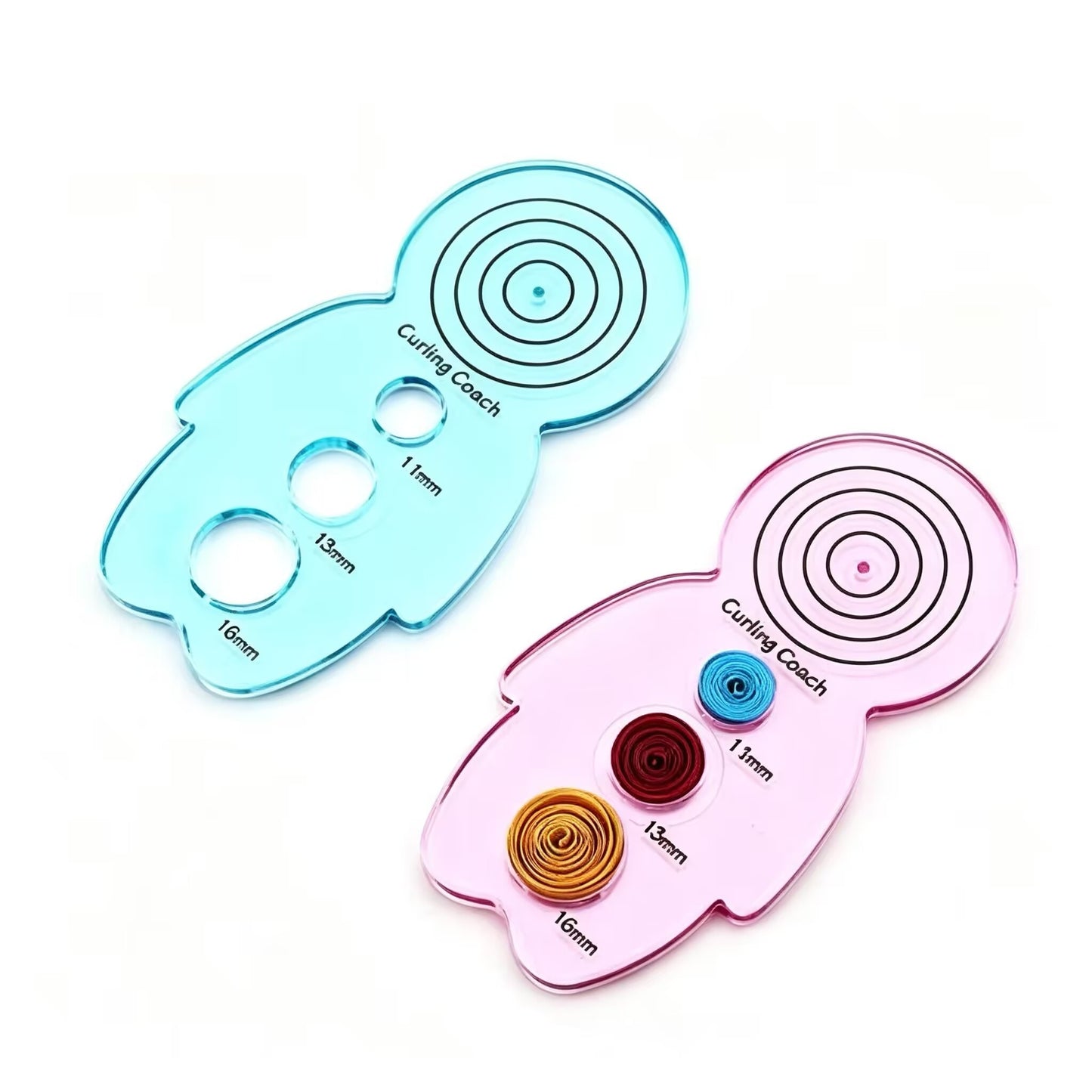 Quilling Curling Coach | Paper Quilling Rolling Template Tool, DIY Paper Craft Coil Sizer, Blue & Pink Optional