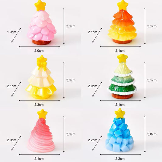 mini christmas tree,resin figurine,pastel decor,fairy garden ornament,micro landscape,diy craft supplies,christmas miniature,candy color decor,desk ornament,small gift
