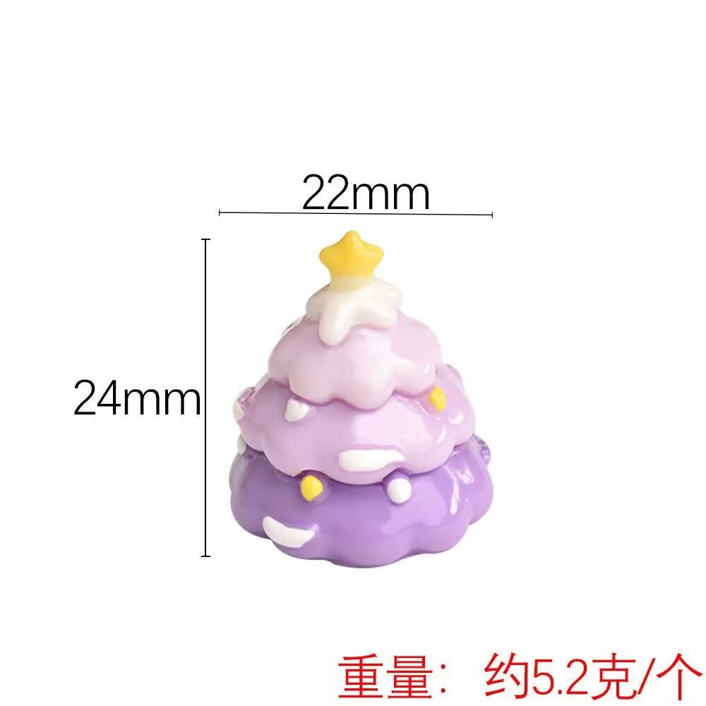 Cute Mini Macaron Christmas Tree Resin Figurines, Tiny Pastel Xmas Tree Ornament, Fairy Garden Micro Landscape Decor, DIY Craft Decoration