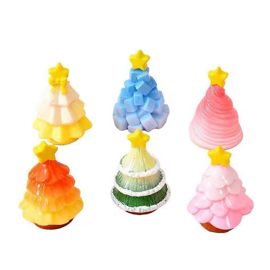 mini christmas tree,resin figurine,pastel decor,fairy garden ornament,micro landscape,diy craft supplies,christmas miniature,candy color decor,desk ornament,small gift