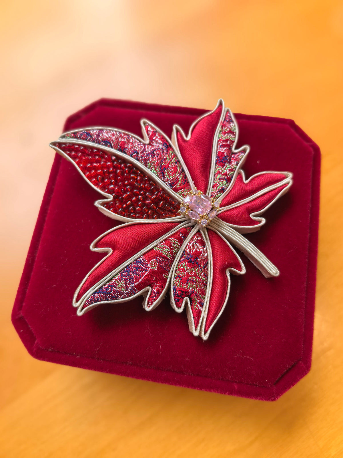 Traditional Chinese Song‑Brocade Brooch, Handmade Ethnic Vintage Brooch Pin for Women