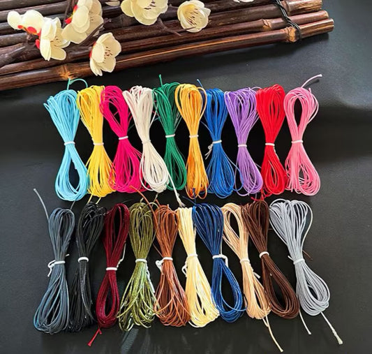 Waxed Polyester Cord 0.5/0.8/1.0/1.5/2.0mm | 20 Colors Wax String for Bracelet Necklace Jewelry Making Macrame DIY Craft