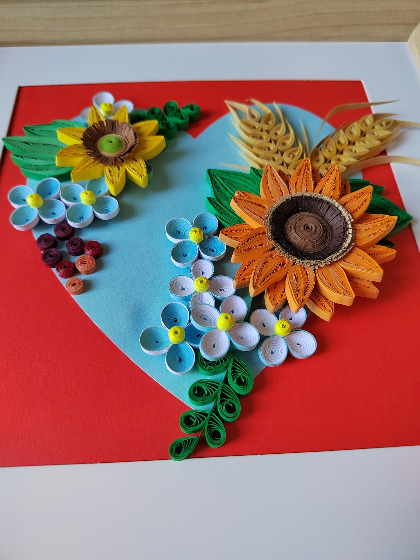 DIY Beginner Quilling Kit | Sunflower Heart 3D Paper Craft Set, Tools, Illustrated Guide & Video Tutorial (Glue,Frame & Base Card NOT Included) Bullet Points