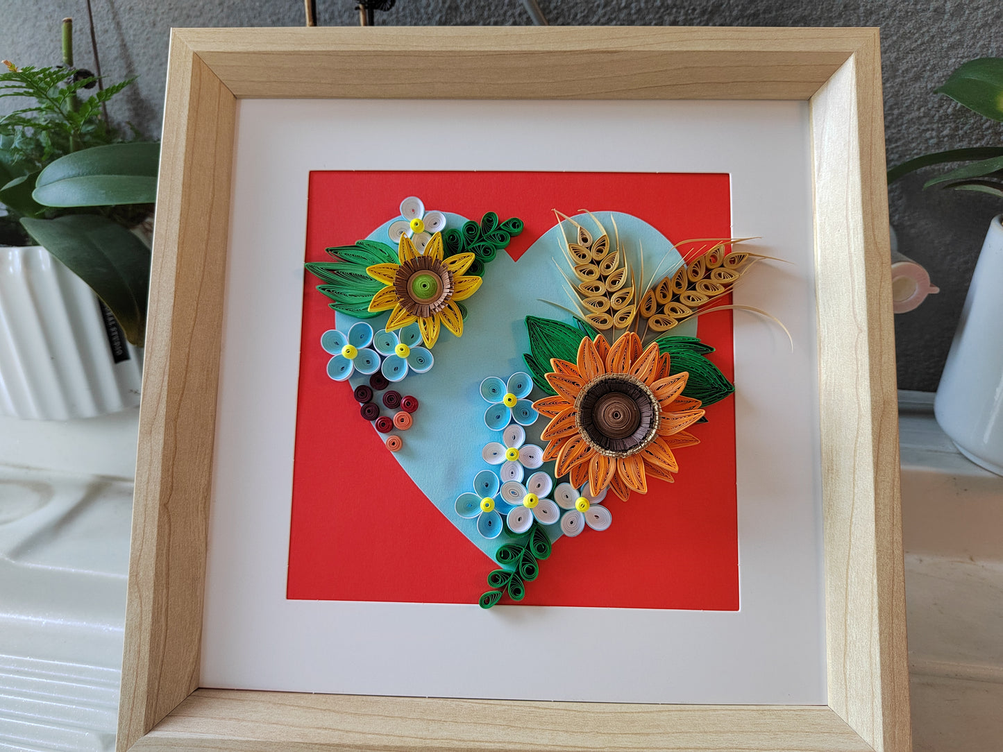 DIY Beginner Quilling Kit | Sunflower Heart 3D Paper Craft Set, Tools, Illustrated Guide & Video Tutorial (Glue,Frame & Base Card NOT Included) Bullet Points