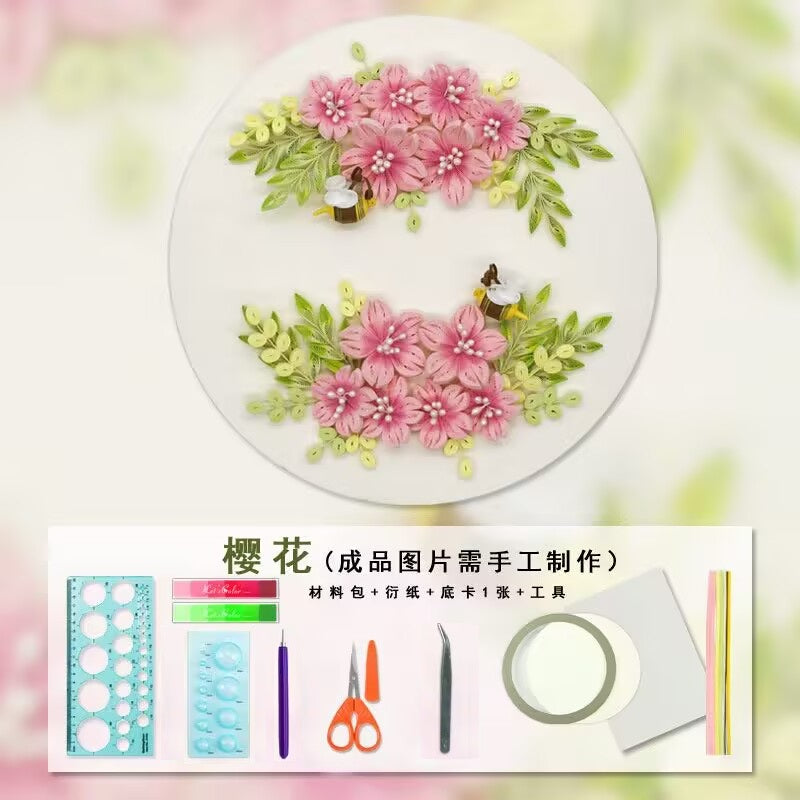 Quilling Flower LED Night Light DIY Kit | Paper Rolling Craft Tools, Matching MDF frame and LED