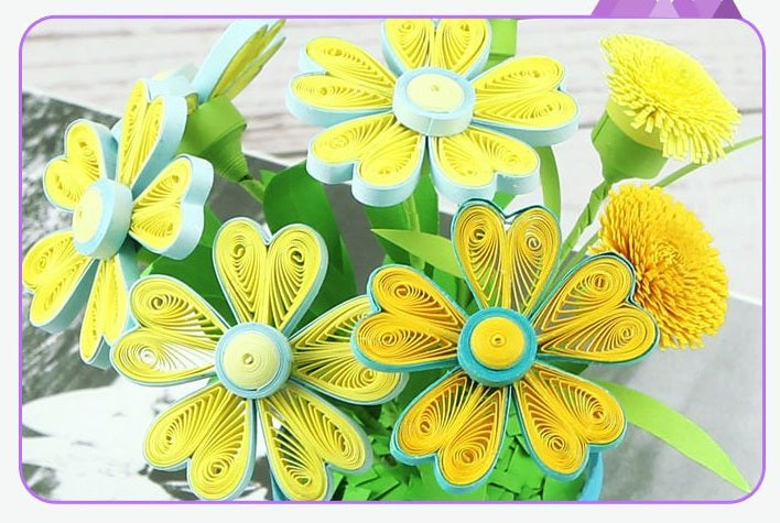 Adult Paper Quilling Flower Pot Craft Kit | DIY Handmade Mini Potted Flower Decor Set, Beginner Friendly Art Hobby Supplies