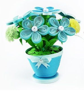 Adult Paper Quilling Flower Pot Craft Kit | DIY Handmade Mini Potted Flower Decor Set, Beginner Friendly Art Hobby Supplies