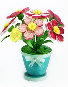 Adult Paper Quilling Flower Pot Craft Kit | DIY Handmade Mini Potted Flower Decor Set, Beginner Friendly Art Hobby Supplies